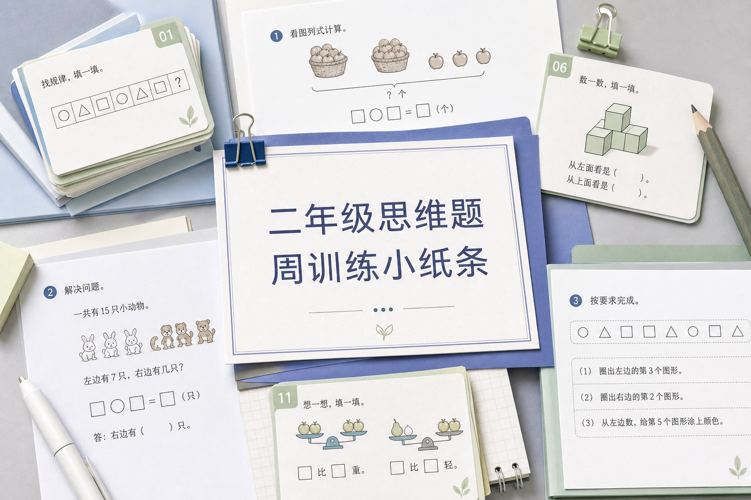 二年级思维题周训练小纸条-高清无水印完整版本.pdf